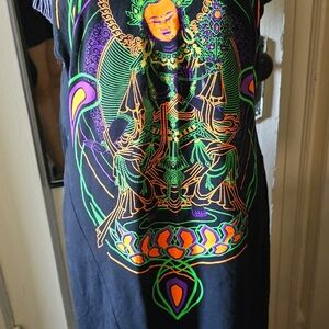 Sweatshirt Hoodie Dress Sleeveless With Neon Glow In The Dark Colors Club Festiv